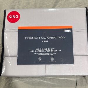 French Connection Cotton Sateen Sheet Set - King, Cream